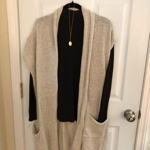 Grey Knit Sleeveless Cardigan